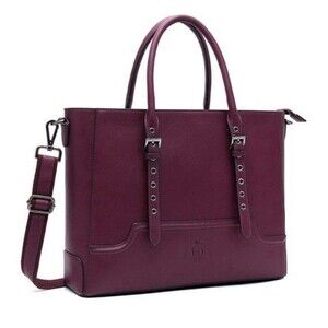 EaseGave Large Laptop Multi Compartment Tote In Burgundy
